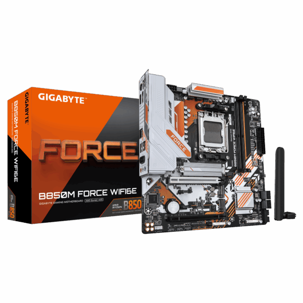Gigabyte B850M FORCE WIFI6E Micro-ATX Motherboard | AMD AM5 Socket, DDR5, PCIe 5.0 & Wi-Fi 6E | Next-Gen Gaming & Productivity Board, 3 NVME slot, Type C