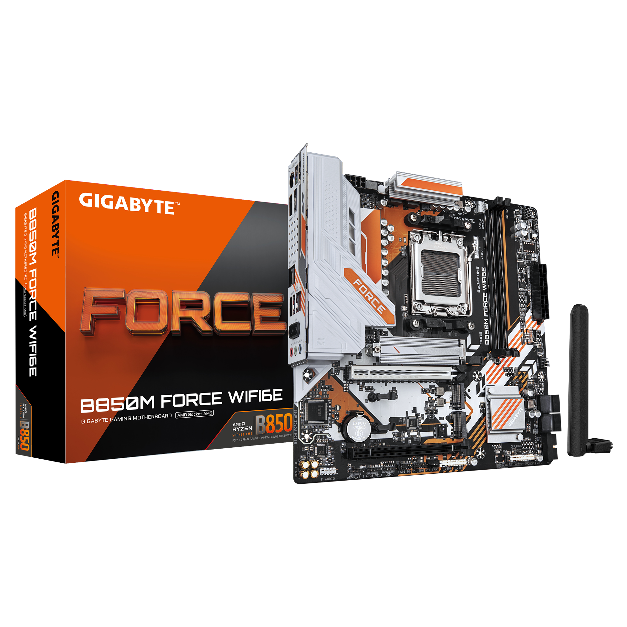 B850M FORCE WIFI6E-01 Gigabyte B850M FORCE WIFI6E Micro-ATX Motherboard | AMD AM5 Socket, DDR5, PCIe 5.0 & Wi-Fi 6E | Next-Gen Gaming & Productivity Board, 3 NVME slot, Type C - Image 1