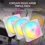 Corsair Fan RS120 ARGB, 120mm ARGB Fan, Triple Pack - White - Image 9