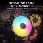 Corsair Fan RS140 ARGB, 140mm ARGB Fan PWM, Dual Fan Pack - Black - Image 5