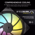 Corsair Fan RS140 ARGB, 140mm ARGB Fan PWM, Dual Fan Pack - Black - Image 3