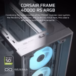 Corsair Frame 4000D RS ARGB Modular Mid-Tower PC Case, White - Image 10