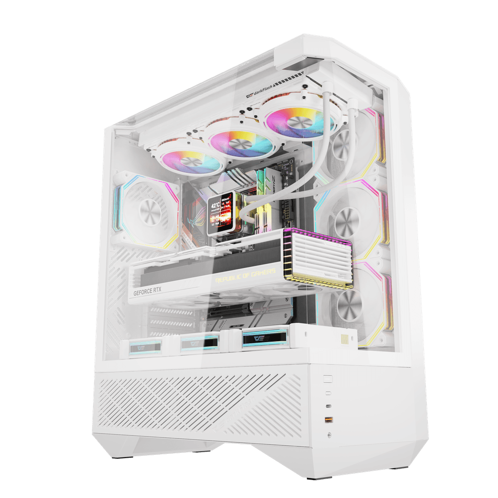 DarkFlash DY460 ATX White Desktop Cabinet (1) DarkFlash DY460 ATX White Desktop Cabinet