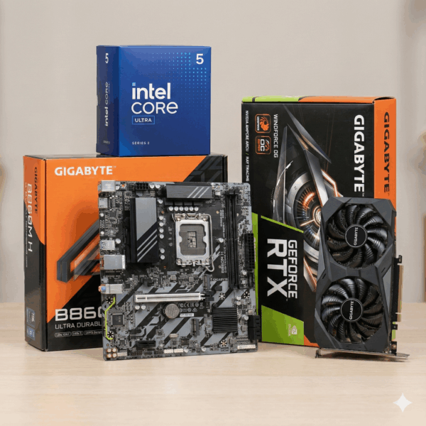 Intel Ultra 225F + B860M DDR5 Motherboard + 16GB DDR5 RAM + RTX 3050 6GB Graphics Card