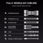 Corsair HX1200i Fully Modular Ultra-Low Noise Platinum ATX 1200 Watt PC Power Supply Black - (R-41178250) - Image 7