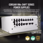 Corsair RMx Shift White Series, RM1200x Shift White, 1200 Watt, 80 PLUS GOLD, Fully Modular Power Supply - Image 11