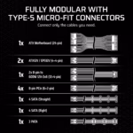 Corsair PSU SF Series SF1000 80 PLUS Platinum Cybenetics Platinum SFX Power Supply  -  (R-41261025 - Image 5