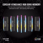CORSAIR Vengeance RGB 64GB (2 x 32GB) DDR5 6000MHz CL30 Desktop Memory Kit – Black - Image 9