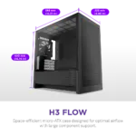 NZXT Chassis H3 Flow mATX Black Cabinet 1
