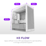 NZXT Chassis H3 Flow mATX White Cabinet 1