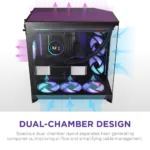 NZXT Chassis H9 Flow RGB (2025) Dual-Chamber Mid- Tower Case without PSU w/ RGB  - All Black- CM-H92FB-R1 - Image 5