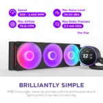 Kraken Elite 360 RGB V2 - 360mm AIO liquid cooler w/ Display and RGB Core Fan - Single Frame (Black) - RL-KR36E-B2 - Image 8