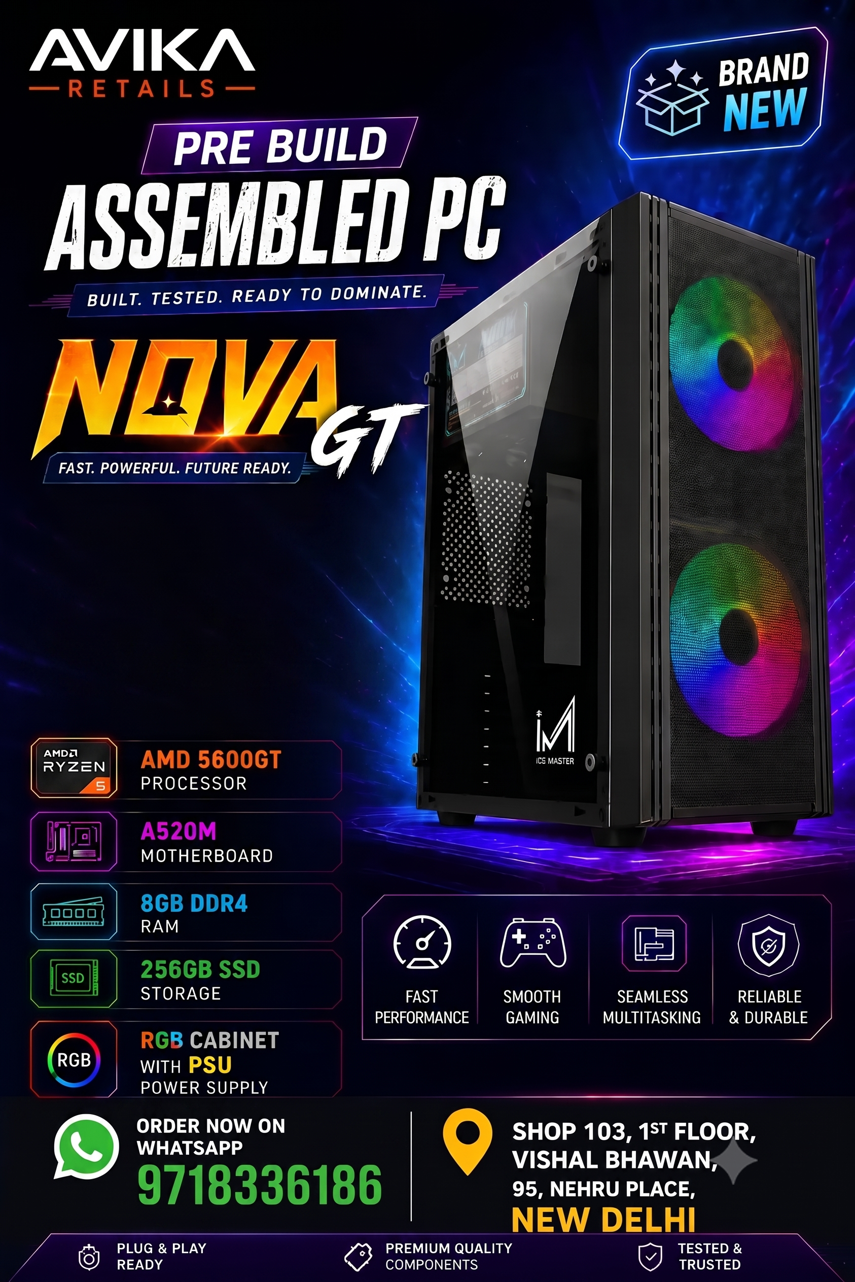 Gemini_Generated_Image_2cxix92cxix92cxi AR Nova GT 5600GT Pre Build PC | AMD Ryzen 5 5600GT Processor | A520M Motherboard | 8GB DDR4 RAM | 240GB SSD Storage | RGB Gaming Cabinet with PSU - Image 1