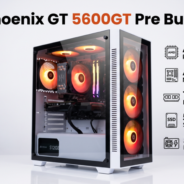 AR Phoenix GT 5600GT Pre Build PC | AMD 5600GT Processor | A520M Motherboard | 8 x 2 16GB DDR4 RAM, 512GB SSD Storage, RGB Gaming White Cabinet with 550W PSU