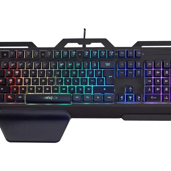 Cosmic Byte CB-GK-17 Galactic Wired Gaming Keyboard with Aluminium Body, 7 Color RGB Backlit with Effects, Anti-Ghosting (Black) (BOX DAMAGE)