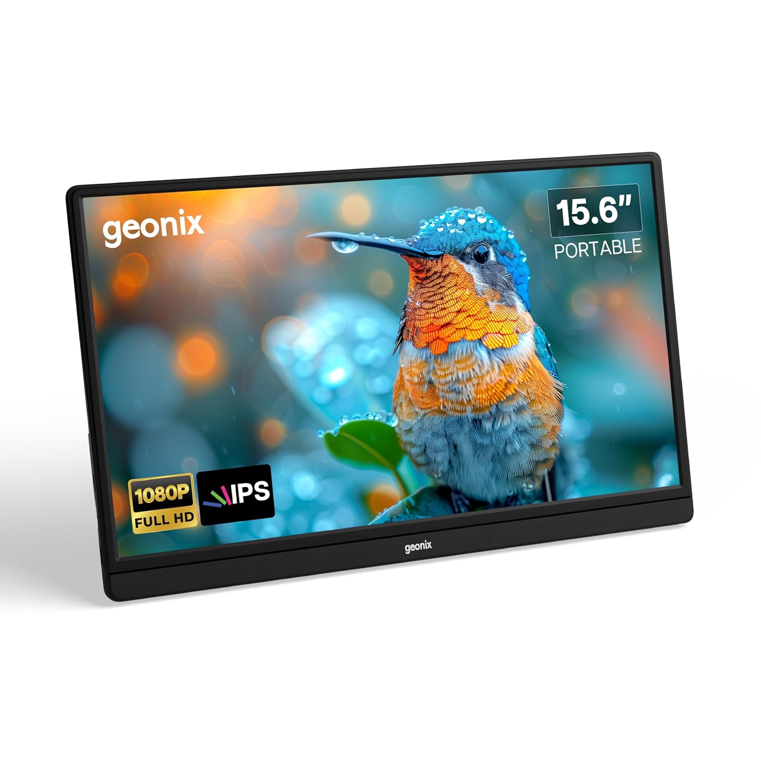 71qv5aDhNBL._SL1500_ GEONIX 15.6 Inch Full HD 1080p, True IPS, Ultra Slim, 16:9 Aspect Ratio, 16.7M Colors, 72% sRGB, 2 Inbuilt Speakers with Foldable Kickstand Portable Monitor, Black (1 Year Warranty) - Image 1