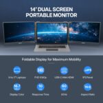 Geonix 14" Tri-Screen Portable Monitor – Foldable 1080p Display Extender for 14–17" Laptops, USB-C & Mini HDMI, HDR, Kickstand, Dual Screen, Compatible with Windows - Image 2