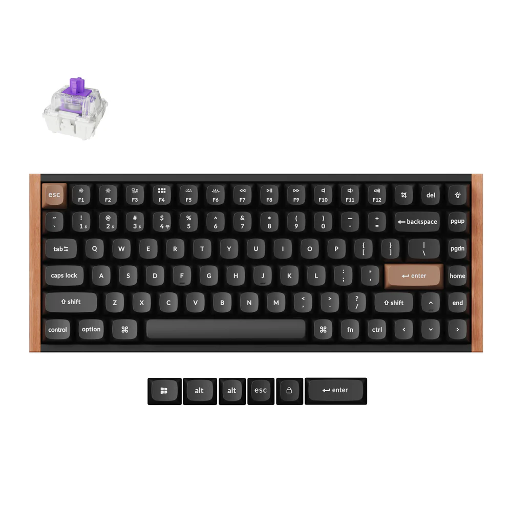 Keychron-K2-HE-75-Percent-Layout-Wireless-Magnetic-Switch-Custom-Keyboard-Special-Edition-Wooden-Black-RGB-Backlight-Double-Shot-PBT-Keycaps Keychron K2 HE Wireless Magnetic Switch Custom Keyboard K2H-F1 - Image 1