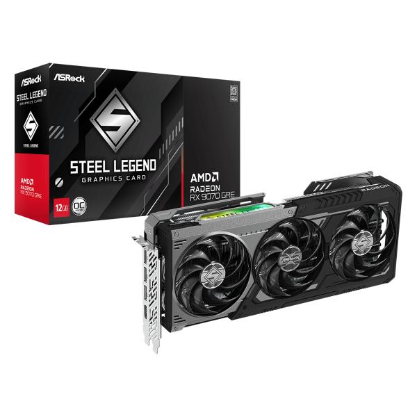 198d920b-6f13-4ebb-82e8-8b96e512a15d ASRock Radeon RX 9070 GRE Steel Legend 12GB GDDR6 | Avika Retails- Best Price in India - Image 1