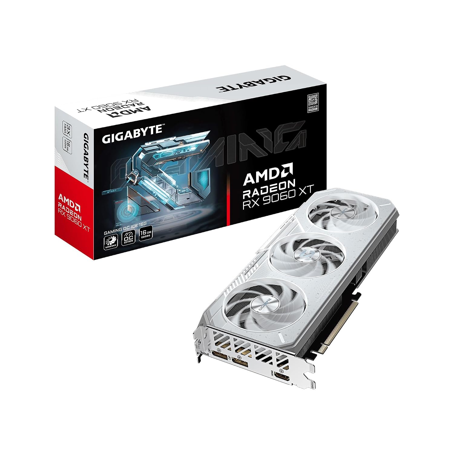 71OvFbEQdIL._SL1500_ GIGABYTE Radeon RX 9060 XT Gaming OC ICE 16G Graphics Card (16GB GDDR6, 256-bit, PCIe 5.0, HDMI/DP 2.1, 2-Slot, Hawk Fan, Server Grade Thermal Gel, Reinforced Construction) - Image 1