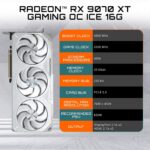 GIGABYTE Radeon RX 9070 XT Gaming OC ICE 16G Graphics Card (16GB GDDR6, 512-bit, PCIe 5.0, HDMI/DP 2.1, 2.7 Slot, Hawk Fan, Server Grade Thermal Gel, Reinforced Construction) - Image 13