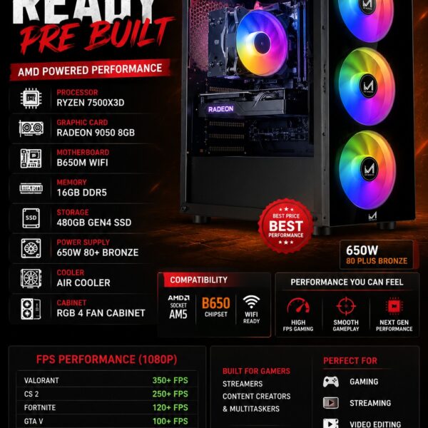 AR Red Dragon 7500X3D Pre Build PC