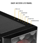 Circle Gladius M3 Mid-Tower Computer Case with Type C 2.0 | Gaming Cabinet - Black - Image 6