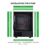 Circle Gladius M3 Mid-Tower Computer Case with Type C 2.0 | Gaming Cabinet - Black - Image 3