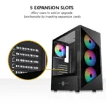 Circle Gladius M4 Mid-Tower Computer Case with Type C 2.0 | Gaming Cabinet - Black - Image 5
