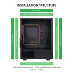 Circle Gladius M4 Mid-Tower Computer Case with Type C 2.0 | Gaming Cabinet - Black - Image 3