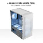 Circle Gladius M4 Mid-Tower Computer Case with Type C 2.0 | Gaming Cabinet - White - Image 9