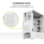 Circle Gladius M4 Mid-Tower Computer Case with Type C 2.0 | Gaming Cabinet - White - Image 5