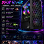AR Cyber Titan Pre Build Gaming PC | AMD Ryzen 5 5500 Processor | A520M-K Motherboard | 16GB DDR4 RAM | 512GB SSD | RTX 3050 6GB Graphics Card| 550W PSU | 4 Fan Gaming Case
