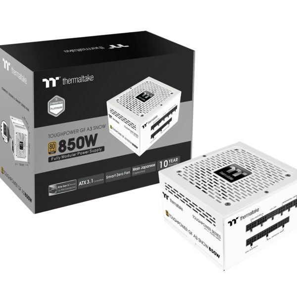 Thermaltake Toughpower GF A3 Snow Edition 850W 80 Plus Gold Full Modular ATX 3.1 PCIE 5.1 Power Supply White