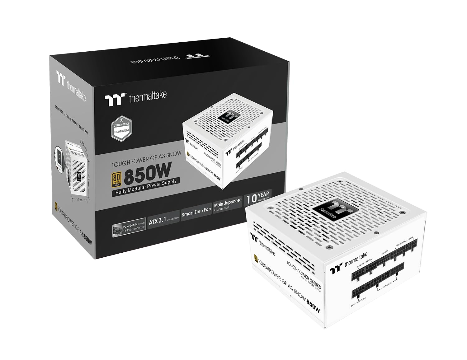 61dzYNI5RUL Thermaltake Toughpower GF A3 Snow Edition 850W 80 Plus Gold Full Modular ATX 3.1 PCIE 5.1 Power Supply White - Image 1
