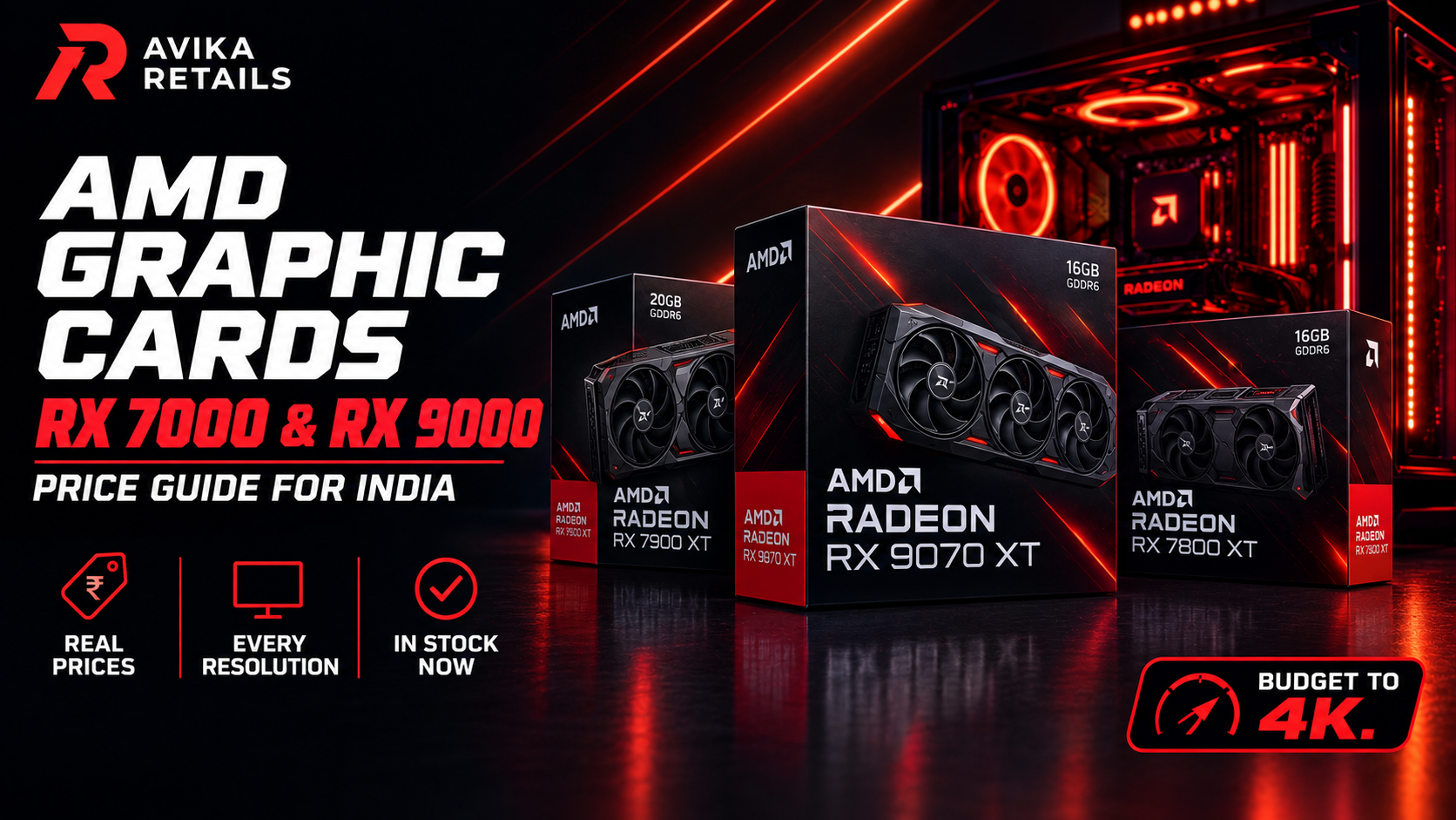 AMD graphic cards RX 7000 and RX 9000 price guide banner for India