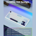 AULA F75 75% Wireless Trio Mode Mechanical Gaming Keyboard With Knob | Ice+Blue, Ice Vein Switch (F75IUV) - Image 5