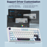 AULA F75 75% Wireless Trio Mode Mechanical Gaming Keyboard With Knob | Ice+Blue, Ice Vein Switch (F75IUV) - Image 4
