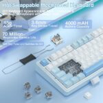 AULA F75 75% Wireless Trio Mode Mechanical Gaming Keyboard With Knob | Sea Blue, Graywood Switch (F75SUW) - Image 5