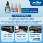 Brother BT-D60BK 108ml Black Ink Bottle Compatible with Brother Printers DCP-T220, DCP-T226, DCP-T420W, DCP-T426W, DCP-T520W, DCP-T525W, DCP-T820DW, MFC-T920DW, DCP-T310, DCP-T510W,DCP-T710W,MFC-T910DW, HL-T4000DW, MFC-T4500DW  (ORIGINAL) - Image 3