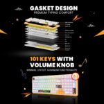 Cosmic Byte Arcturus 98 Tri-Mode Wired/2.4G/BT Gasket Mechanical Keyboard, 3/5PIN, Pre-Lubed Outemu Yellow Switches, Per Key RGB, PBT, Knob, 4000mAh, Orbit Software for Win/Mac/Linux (White Red) - Image 7