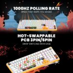 Cosmic Byte Arcturus 98 Tri-Mode Wired/2.4G/BT Gasket Mechanical Keyboard, 3/5PIN, Pre-Lubed Outemu Yellow Switches, Per Key RGB, PBT, Knob, 4000mAh, Orbit Software for Win/Mac/Linux (White Red) - Image 6