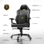 CYBEART | Batman Classic -  NEO Series Gaming / Office Chair | 4D Armrest, NeoTek™ Leatherette, AeroMag™ Neck & Lumbar Pillow, Recline & Tilt - Image 3