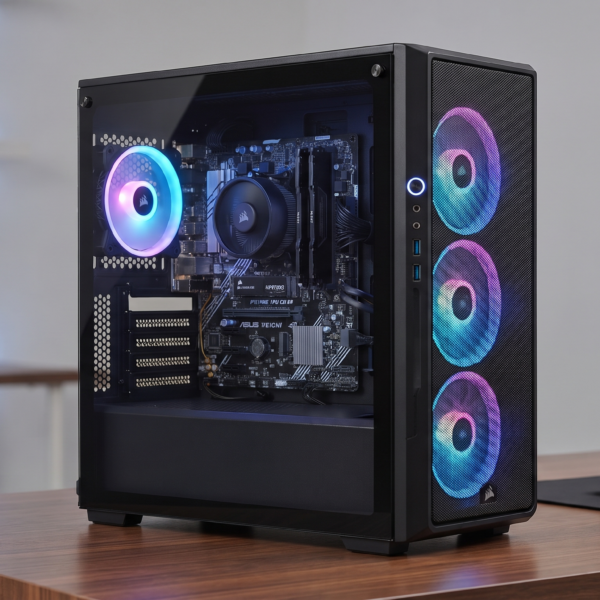 Assembled Desktop Ultra 3 205 With Asus H810M Motherboard, 8GB DDR5 RAM Corsair, 500GB NVME SSD, 4 Fan Cabinet, 500W Power Supply