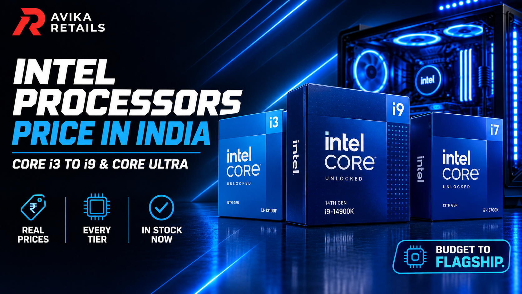 Intel processors price in India banner - Core i3 to i9 and Core Ultra