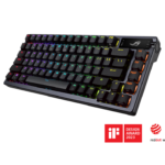 Asus M701 ROG Azoth Gaming Keyboard with 75 keyboard form factor, gasket mount, three-layer dampening foam and metal top cover, highly customizable with hot-swappable pre-lubed ROG NX mechanical switches, ROG keyboard stabilizers, PBT doubleshot keycaps and lube kit, tri-mode connection with 2.4 GHz SpeedNova technology, OLED display, three-way control knob, three tilt angles, and Mac support - Image 4