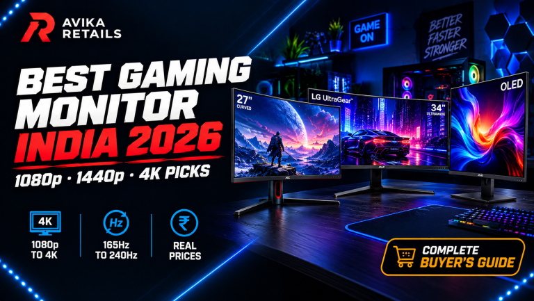 Best gaming monitor India 2026 buyer's guide banner 1080p 1440p 4K