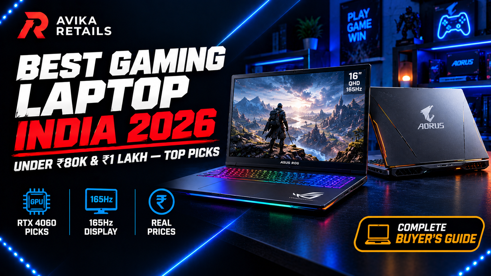 Best gaming laptop India 2026 buyer's guide under 80000 and 1 lakh banner