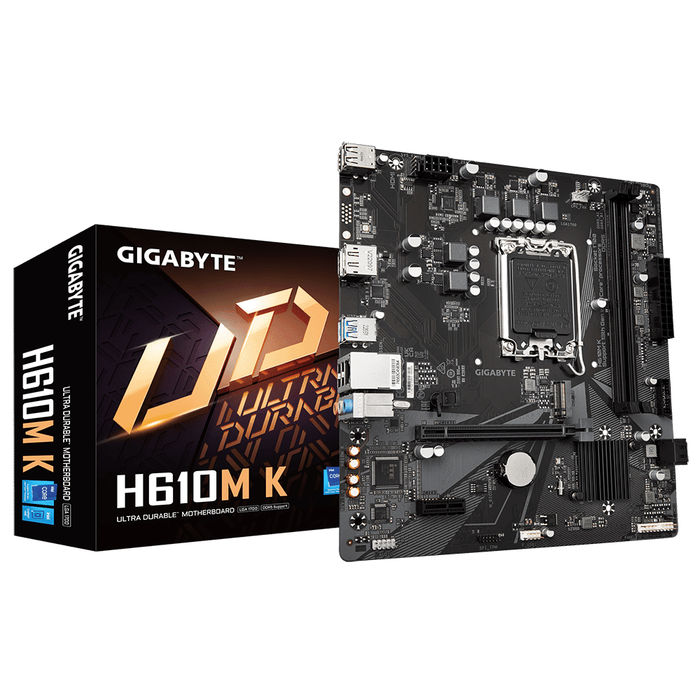 Gigabyte H610M K DDR4 LGA 1700 mATX Motherboard with 14th Gen Intel Support, M.2, USB 3.2, GbE LAN