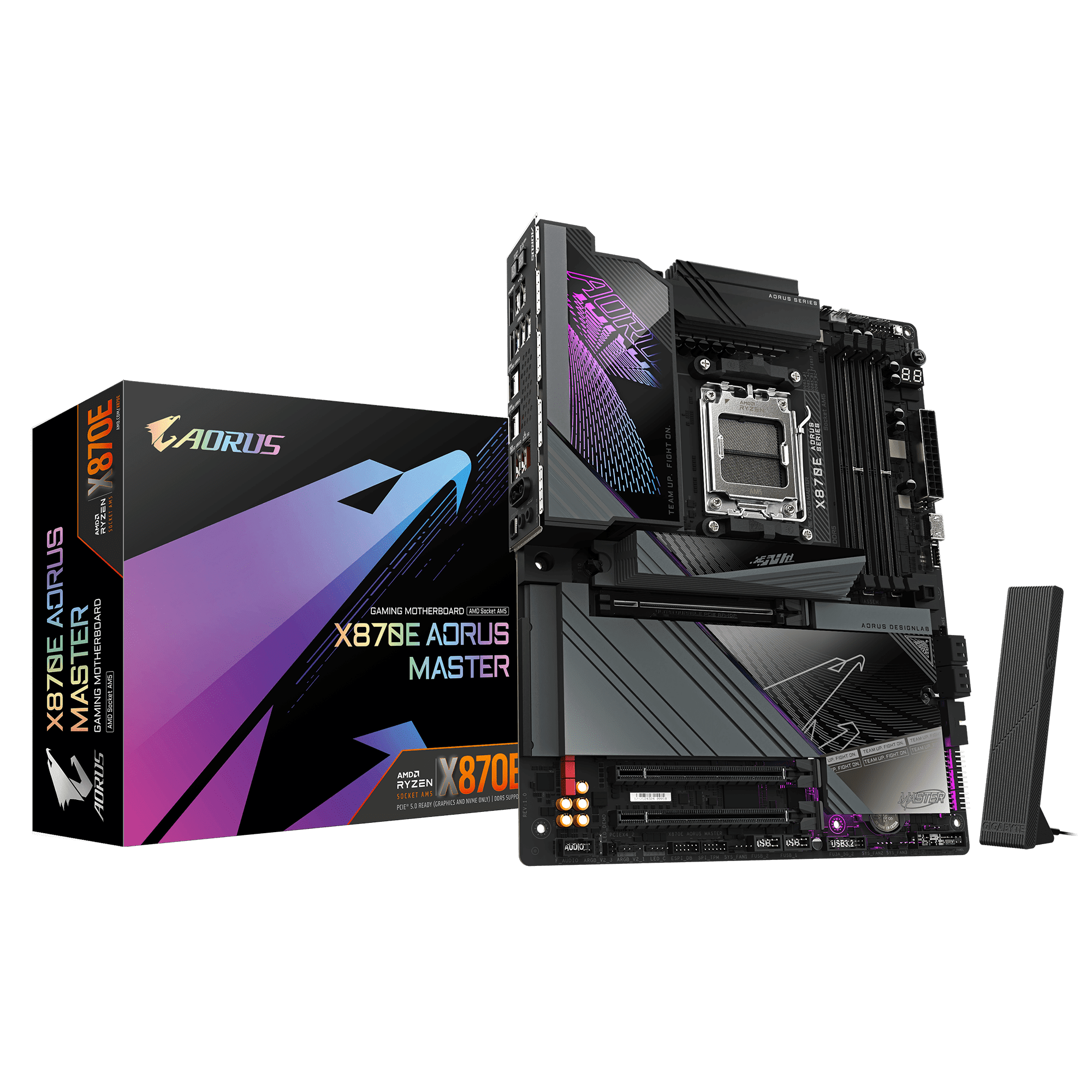 Gigabyte X870E AORUS Master AM5 ATX Motherboard with DDR5, Quad PCIe 5.0 M.2, USB4 & Wi‑Fi 7